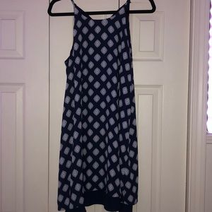 navy, pink, & white paisley dress